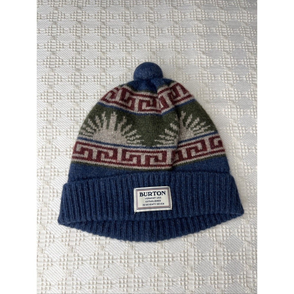 Burton Mens Spurwink Beanie Wool Blend Pom Pom Ski Hat OS Sunrise Snow Winter